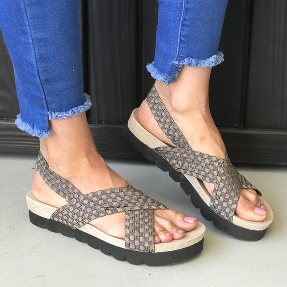 Woven Stretch Fabric Straps Plush Comfort Sandal - Picture 2 of 5